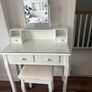 Beautiful White Makeup Table with Hollywood Style Glam Mirror Image 9