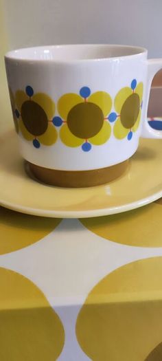 Orla Kelly Atomic Flower set of 2 Cappuccino Tea Cup& Saucers Set