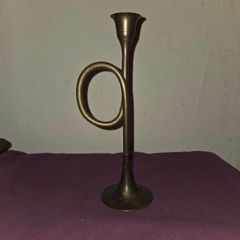 Vintage Brass Horn Candle Holder