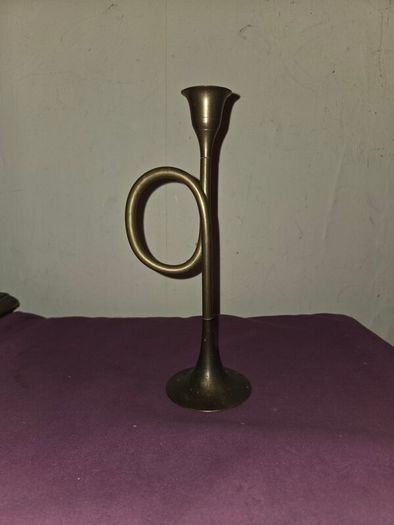 Vintage Brass Horn Candle Holder