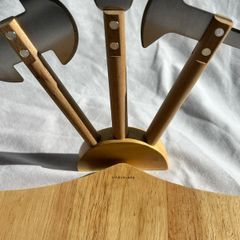 Kikkerland Viking Cheese Board Shield + 3 Axe Knives - NEW Sealed
