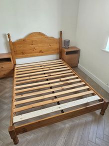 Solid wood double bed frame