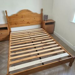 Solid wood double bed frame