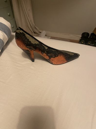 Mango snakeskin heels Leather