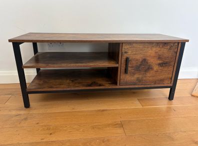 TV Stand - VASAGLE TV Stand, Rustic Brown and Black