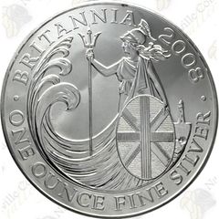 2008 UK 2 Pounds Britannia 32.45g Silver Bullion Coin BU (In Capsule)