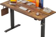 Electric Standing Desk 120 x 60 cm Height Adjustable Sit Stand Desks with Splice Board and Memory Smart Pannel Home Office Brown