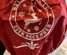 Christmas Reindeer Mail Sack - Red with Snowflake Print