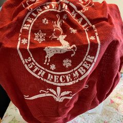 Christmas Reindeer Mail Sack - Red with Snowflake Print