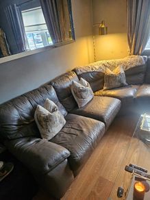 mocha leather sofa