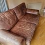 brown leather sofa and arm chair Image 9