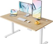 Standing Desk with USB Charging Port, 140 x 80 cm, 4 Preset Height Settings