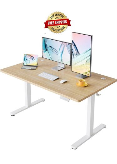 Standing Desk with USB Charging Port, 140 x 80 cm, 4 Preset Height Settings