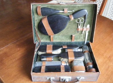 cleghorns leather grooming kit ebony brushes