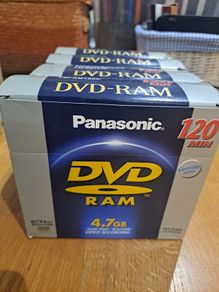 Panasonic DVD-RAM LM-AB120E, 4 unsealed boxes with 1 missing so 19 DVD-RAMs.