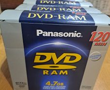 Panasonic DVD-RAM LM-AB120E, 4 unsealed boxes with 1 missing so 19 DVD-RAMs.