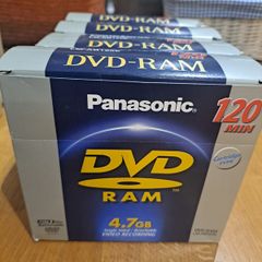 Panasonic DVD-RAM LM-AB120E, 4 unsealed boxes with 1 missing so 19 DVD-RAMs.