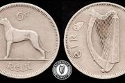 [#2411] - Ireland 1963 | ERROR | Irish 6p | 6 Pence | Wolfhound | KM.13a
