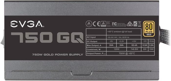 EVGA 750 Gq, 80+ Gold 750W, Semi Modular, Evga Eco Mode, Power Supply