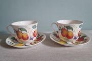 Roy KIRKHAM Fine Bone China "MORELLO" 2 Breakfast Cups and Saucers