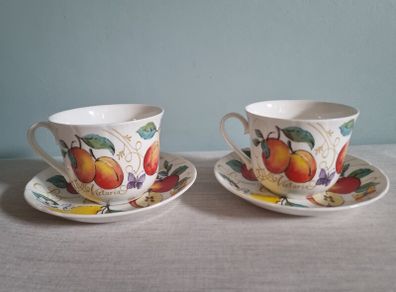Roy KIRKHAM Fine Bone China "MORELLO" 2 Breakfast Cups and Saucers