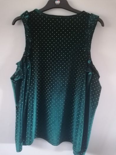 V by Very Green & gold Velvet Cold Shoulder Top. Size 14.