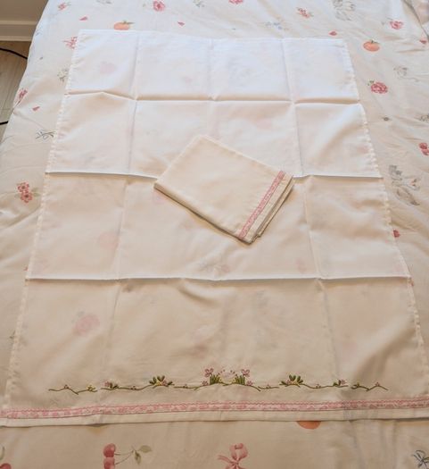 Hand-Embroidered Moses Basket Sheet  Traditional Madeira Embroidery 100% Cotton