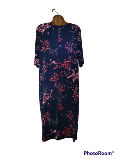 Anthology navy floral stretch pencil Occasion dress size 16 Postage included