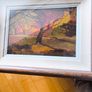 Framed under glass oil panting on board of land scape signed M.M KENNA Image 4