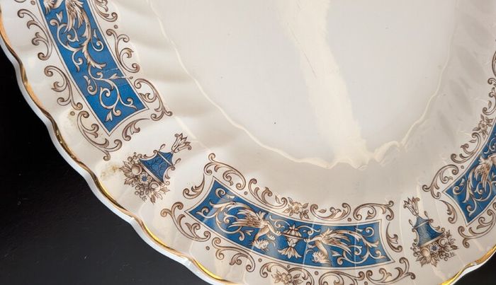 Pair Myott Rialto Blue Oval Serving Platter Plates Staffordshire Ironstone Vint