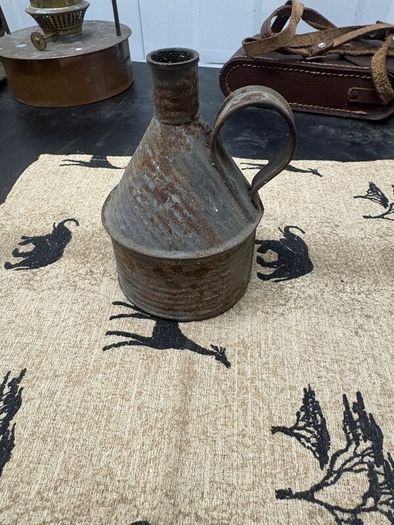 Vintage Conical Metal Oil Can with Handle