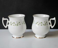 A Pair of ROYAL TARA "Trellis Shamrock" Coffee/Tea cups