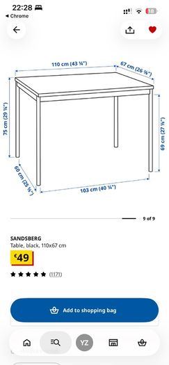 ikea table 110cm