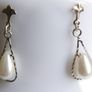 Vintage Sterling Silver 925 Pearl  Drop Earrings Image 7