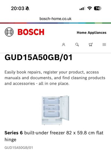 Bosch Undercounter Freezer (for integrated kitchen)