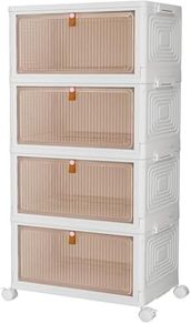 Storage Box with Lid - 23 L x 4 Plastic Box with Lid, Folding Box, Foldable Storage Container for Home and Office, White, 4 Packs
