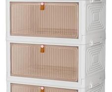 Storage Box with Lid - 23 L x 4 Plastic Box with Lid, Folding Box, Foldable Storage Container for Home and Office, White, 4 Packs