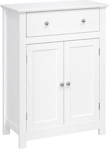 bathroom cabinet, bathroom cabinet with drawer and adjustable intermediate compartment, kitchen cabinet, storage cabinet, country house style, MDF panels, 60 x 30 x 80 cm, white