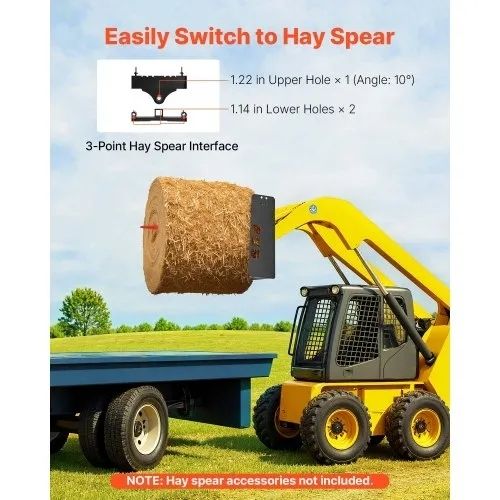 Skid Steer Pallet Frame, 1814 kg Rated Load Capacity, 115 cm Pallet Fork Frame Attachments