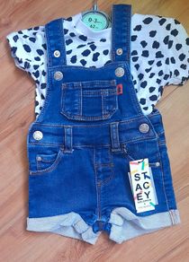 Stacey Solomon baby dungaree shorts n tee
