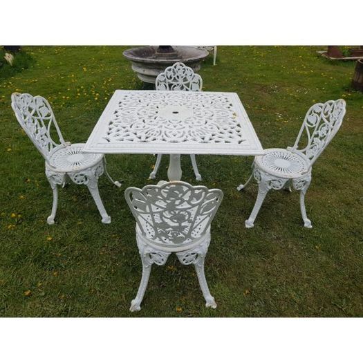 Cast Iron Garden Set  Square Table and Chairs  Style N