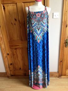 Joe Browns Ladies Blue printed Stretchy maxi sundress size 24 Includes postage