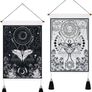 NEW SALE | Set of 2 Butterfly Small Tapestry Wall Hangings with Tassels, Moon and Sun Tarot Card Tapestries, Black White Garden Flowers Plants Wall Art Tapestry for Bedroom Image 2