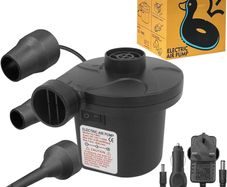 NEW SALE | Electric Pump for Inflatables with 3 Nozzles, AC 240V/DC 12V 50W High Power Electric Air Pump for Air Bed Mattress Inflatables Paddling Pool Beach Toys, Fill Inflator