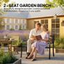 Metal Garden Bench with Floral Backrest and Armrests - Black Image 3
