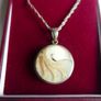 Vintage  Sterling Silver 925 Mother of Pearl Pendant on Chain - Unique Mother of Pearl Pendant length 18" - 15,9g Image 2