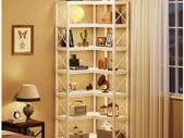 Corner Bookcase Tall White Storage Rack with 14 Shelves