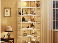 main image for ad Corner Bookcase Tall White Storage Rack with 14 Shelves