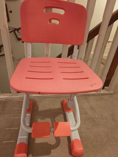 Adjustable Pink Kids Study Chair with Footrest