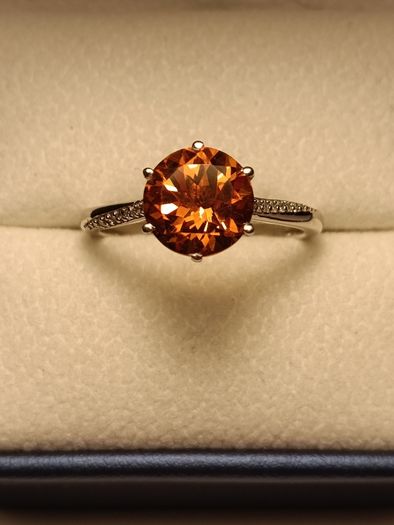 3 carat Natural Brazilian Citrine Solitaire Ring